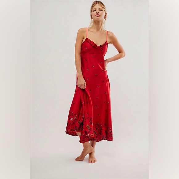 Free People Intimately On My Own Printed Maxi Midi Slip